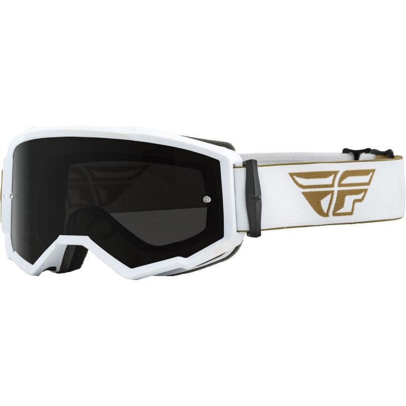Goggles Fly Racing Zone Color Blanco Mica Dorada Blanco Adulto