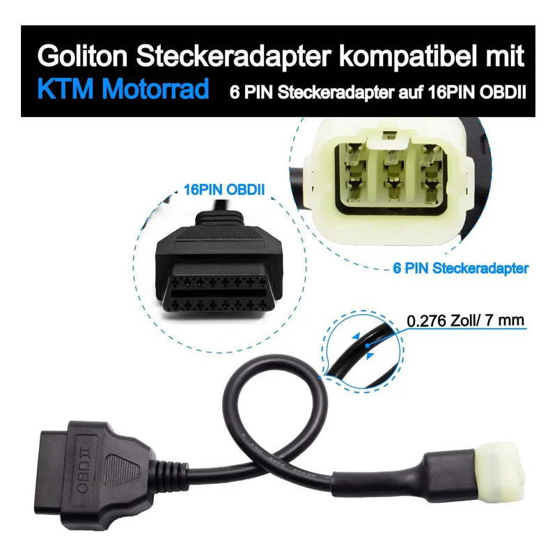 Cable Obd2 Adaptador Escáner A 6 Pines Moto Ktm/husq/gas