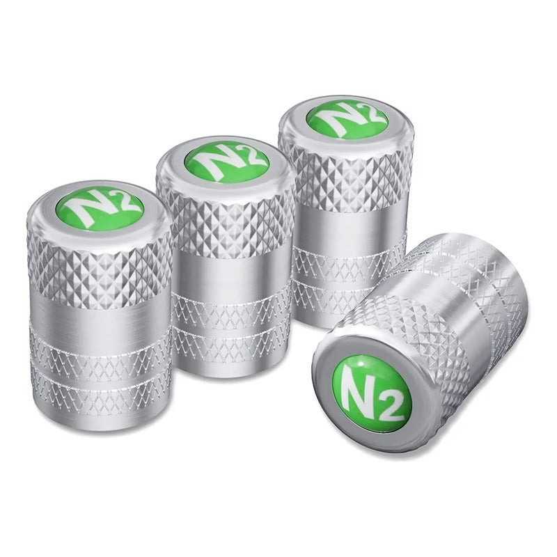Set 4 Tapas Aire Llanta Nitrogeno N2 Aluminio Verde