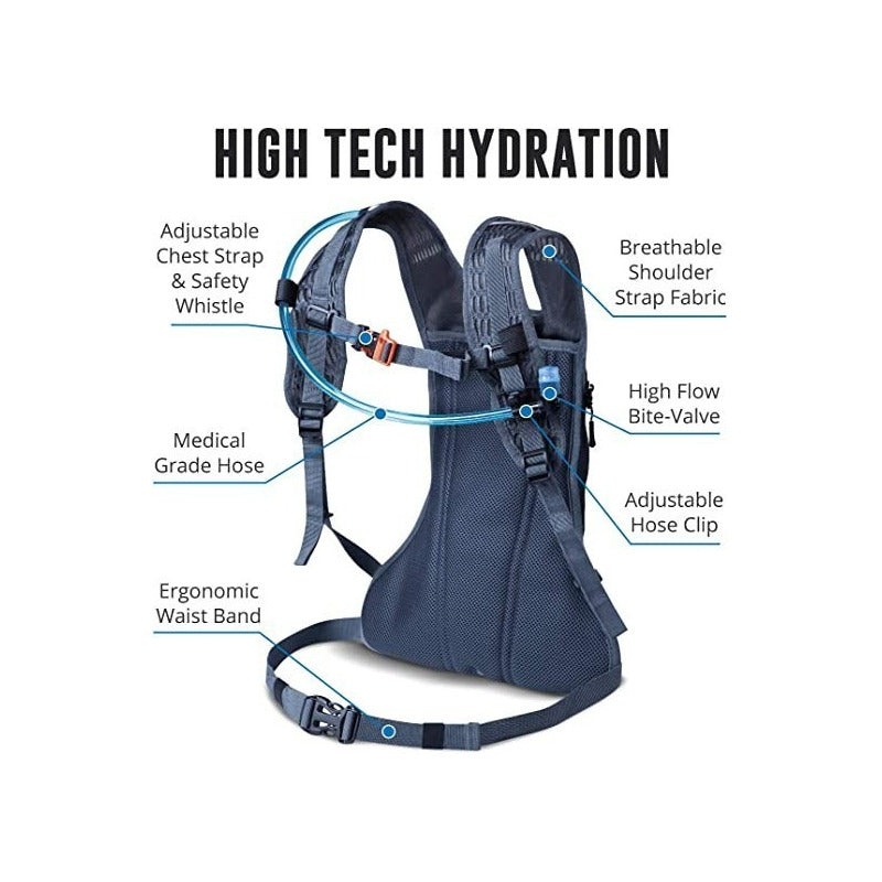 Mochila De Hidratación Bolsa De Agua 2l Mx/mtb Color Negro