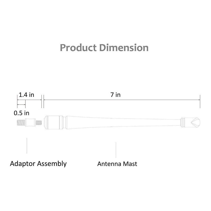 Antena 7 Jeep Wrangler Jk Jl Rubicon Sahara 2007-22 Factura Negro
