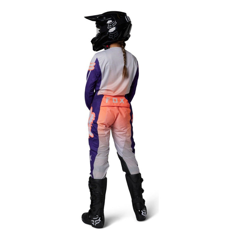 Jersey Pantalon Fox Racing 180 Leer Dama Small Talla 6us Small / 6 Us Naranja / Morado
