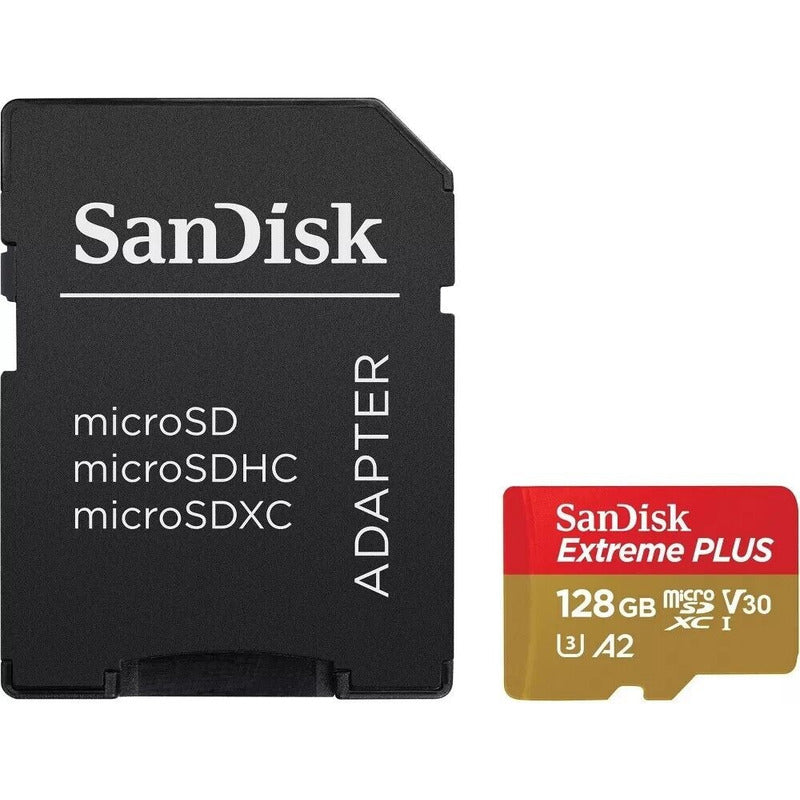 Tarjeta De Memoria Sd Sandisk Extreme Plus 128gb Con Adaptad