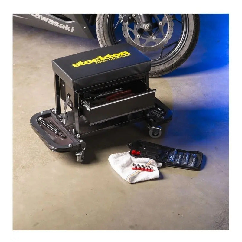 Asiento De Ruedas Con Caja De Herramientas Marca Stockton