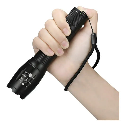 Lampara Táctica 9000lm Xml-t6 5 Modos De Luz Blanco Negra