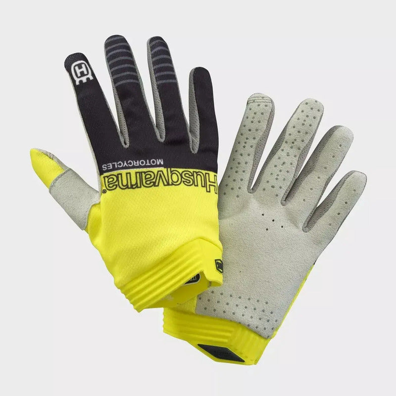 Guantes Husqvarna I Track Railed Talla Mediana Niños Azul/amarillo