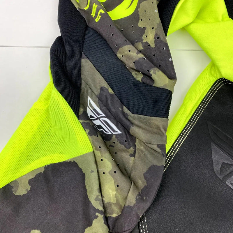 Pantalon Fly Racing Lite Camo Mx Enduro Mtb Talla 28 Verdecamo/amarillo 28