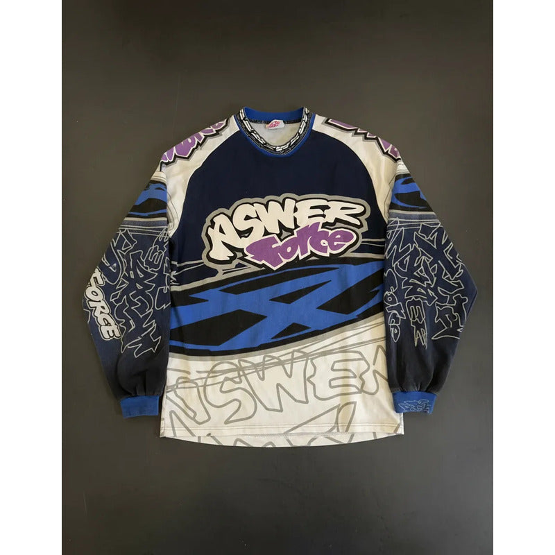 Jersey Answer Racing Force Retro Motocross Enduro Large Large Blanco