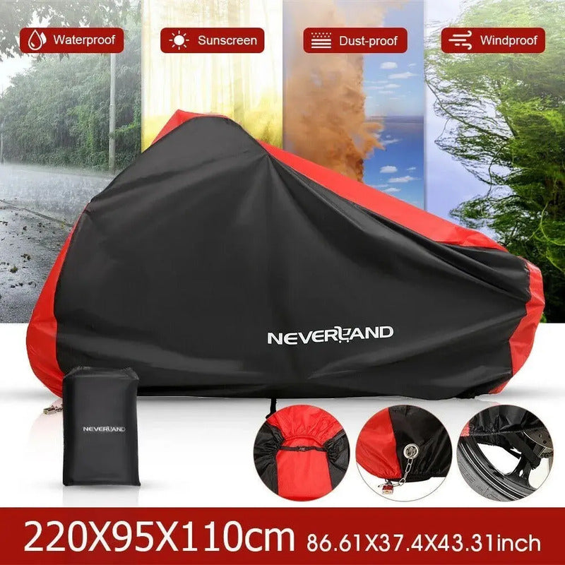 Cubierta De Moto Neverland Protege Lluvia/nieve/sol  Grande Negro
