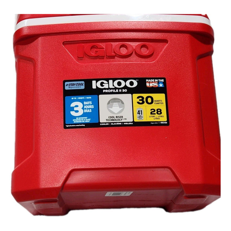 Hielera Igloo Profile Ii 30 Cuartos / 28 Litros Exhibicion Rojo