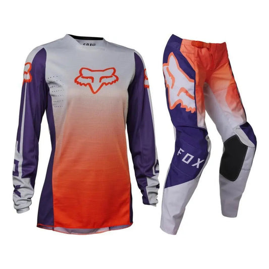 Jersey Pantalon Fox Racing 180 Leer Dama Small Talla 6us Small / 6 Us Naranja / Morado