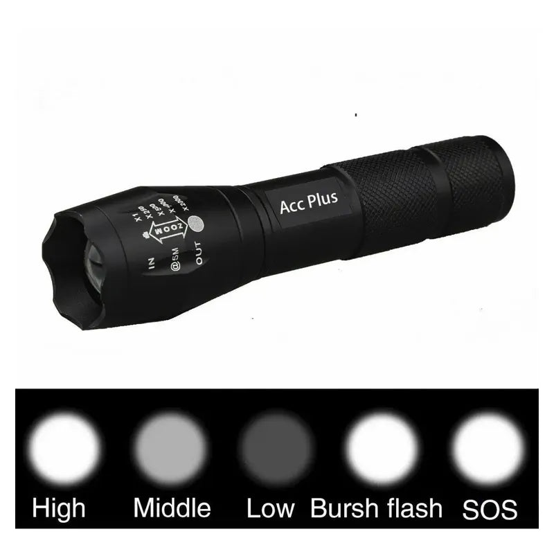 Lampara Táctica 9000lm Xml-t6 5 Modos De Luz Blanco Negra