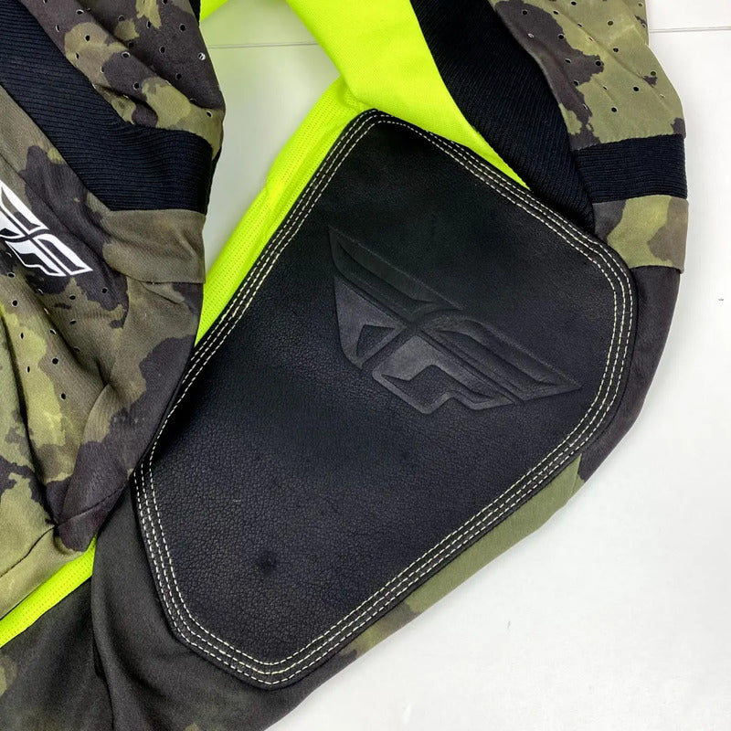 Pantalon Fly Racing Lite Camo Mx Enduro Mtb Talla 28 Verdecamo/amarillo 28