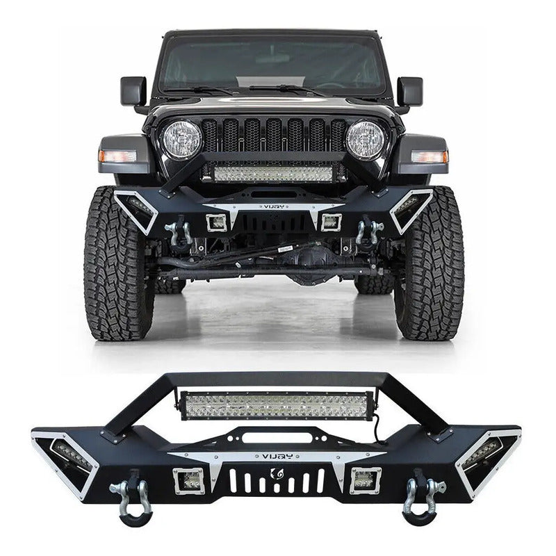 Defensa Jeep Wrangler Jk/jl/jt Gladiador Con Luz Led 07-22  Negro
