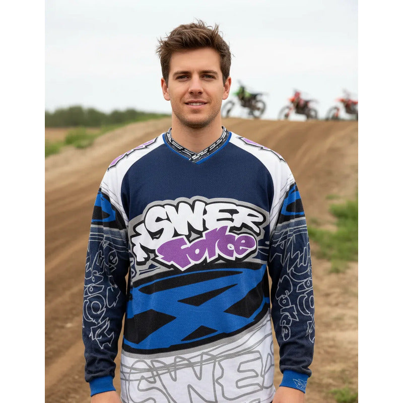 Jersey Answer Racing Force Retro Motocross Enduro Large Large Blanco
