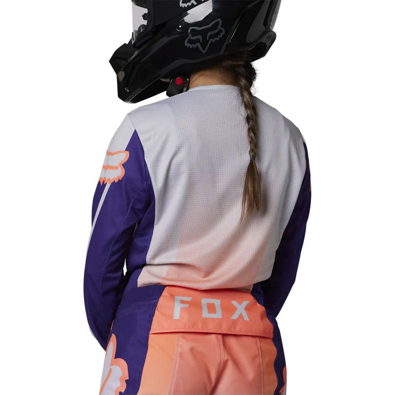 Jersey Fox 180 Leed Mx Enduro  Flo Orange Dama Talla Small Chica (small) Blanco/naranja/morado