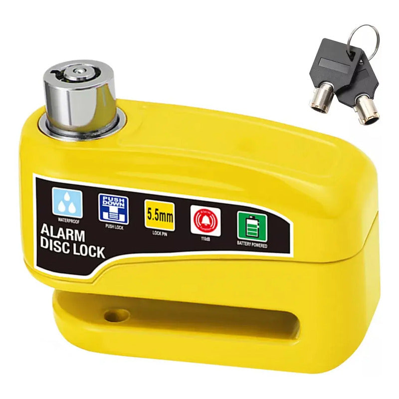 Candado De Disco Con Alarma De Movimiento Para Motocicleta Amarillo