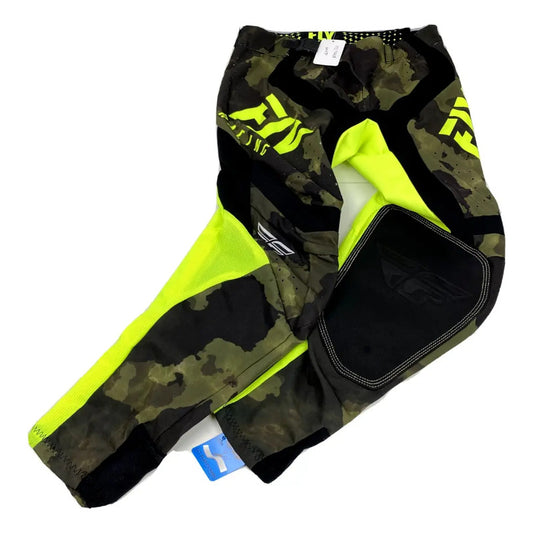 Pantalon Fly Racing Lite Camo Mx Enduro Mtb Talla 28 Verdecamo/amarillo 28
